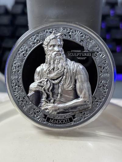 第188期拍卖 - 帕劳2022年永恒的雕塑系列《梅瑟》3盎司纪念银币，499银，发行量999枚