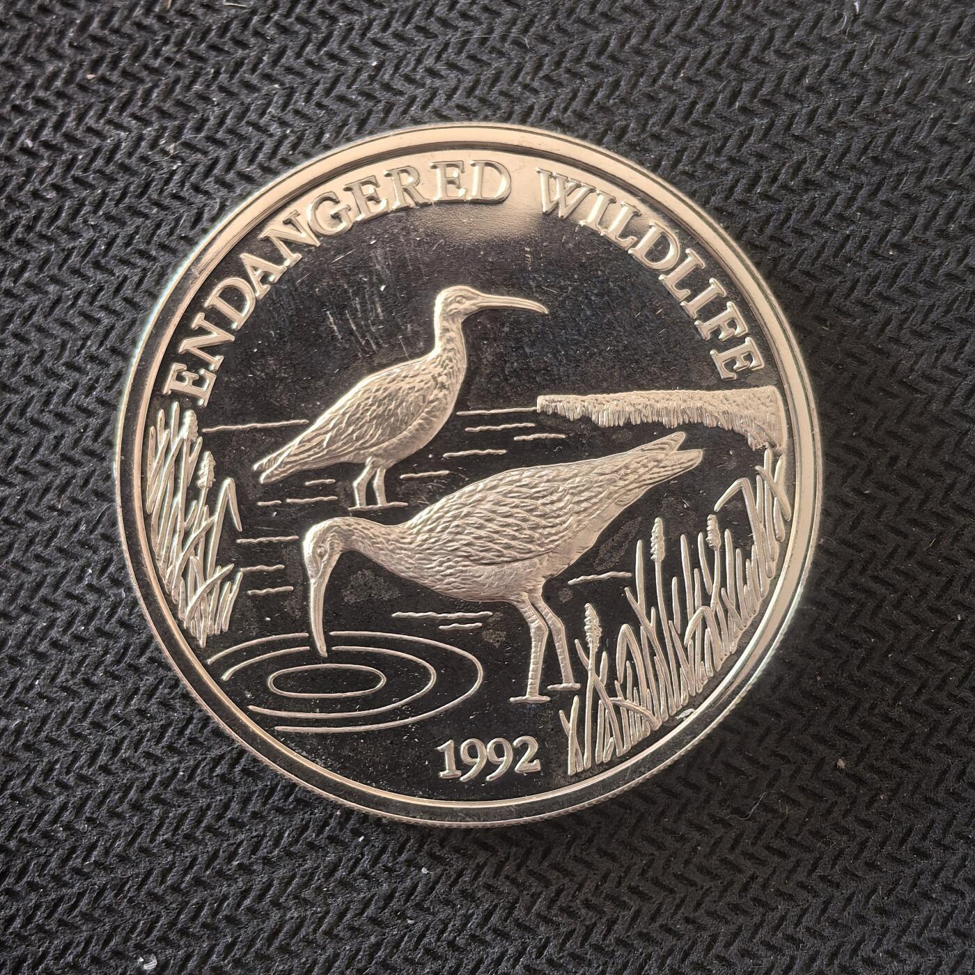 道一币馆币章第一百六十三场 萨摩耶1992年野生动物保护10塔塔精制银币  31.47g 925s