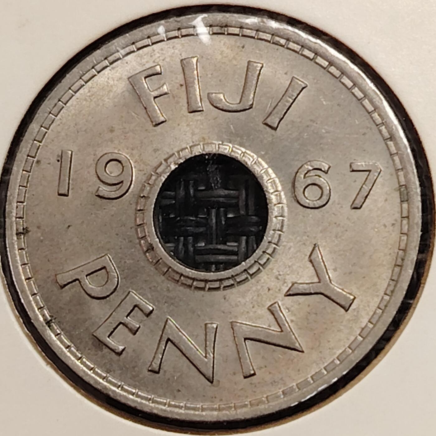 布加迪🐬～世界钱币(上海)🌾第 269 期 /  各国套币和散币 英属斐济🇫🇯 1967年 1便士