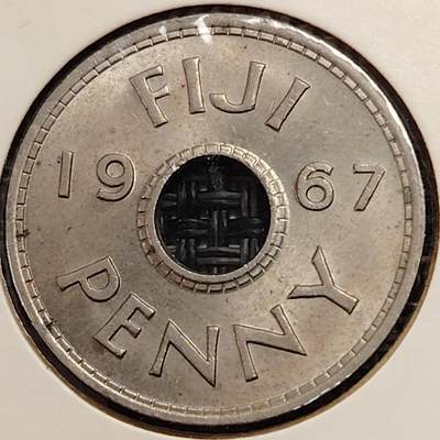 布加迪🐬～世界钱币(上海)🌾第 269 期 /  各国套币和散币 - 英属斐济🇫🇯 1967年 1便士