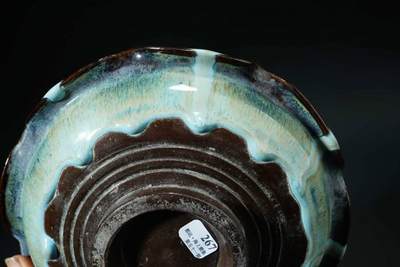 上海都达杂项专场七十三【全场包邮】 钧釉窑变金蟾荷叶盘51-267