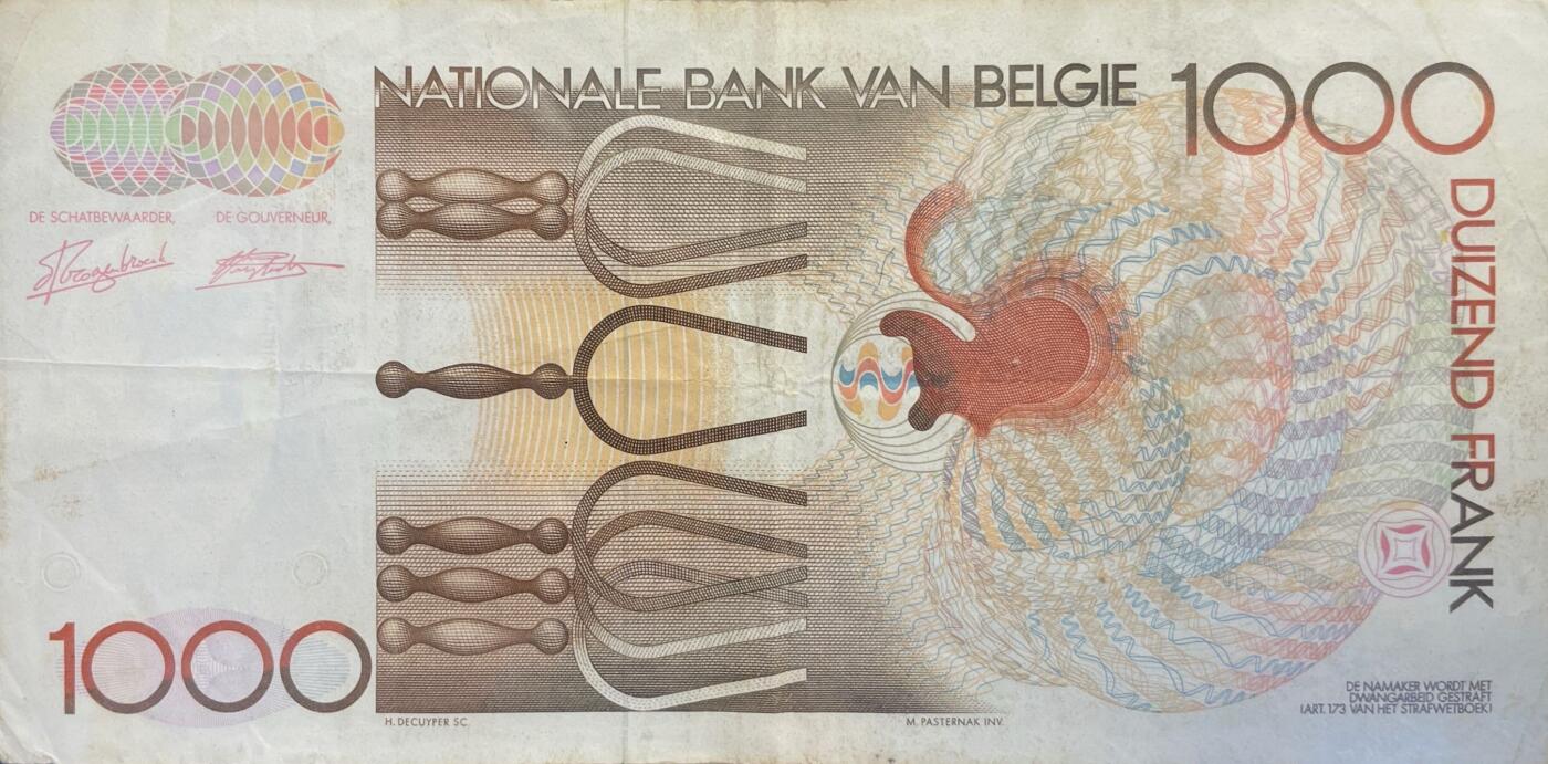 回流0119 比利时1980–1998年版1000法郎纸币