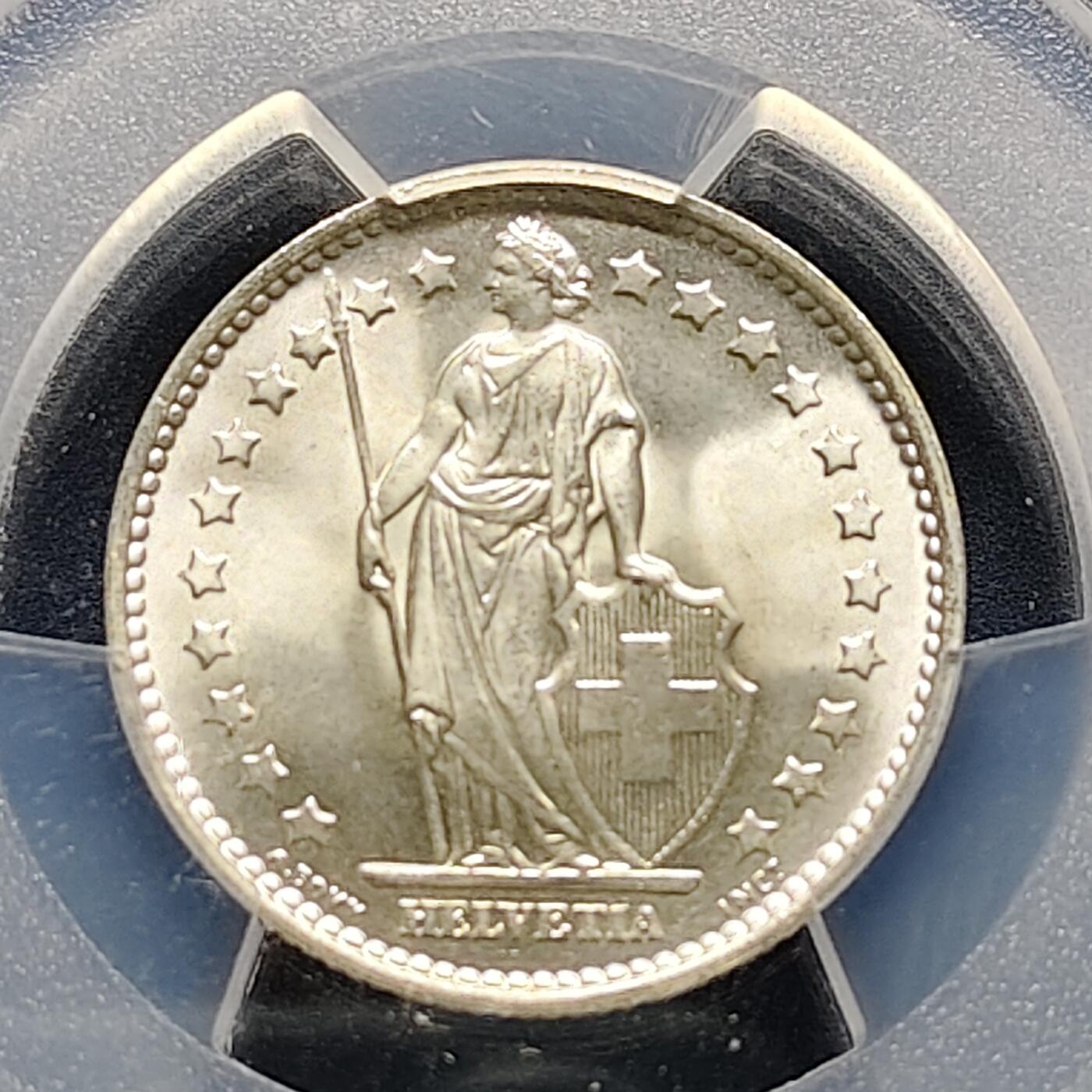 【全场包邮】纯粹捡漏拍495场-持续更新中 瑞士1967年1法郎银币-PCGS MS67