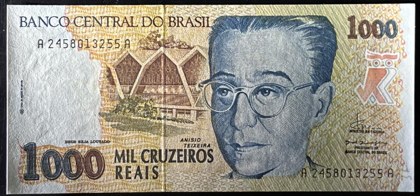 小福收藏拍卖第199期 裸钞场 本期有多张豹子号靓号 瑞士1000法郎 经典提香 毛里求斯首发年大全套 白俄罗斯5000000卢布 苏里南10000盾  爱沙尼亚  苏丹 西班牙 保加利亚 古巴等多国精美纸币 巴西 1993年 1000克鲁塞罗 A-A冠 双尾 unc