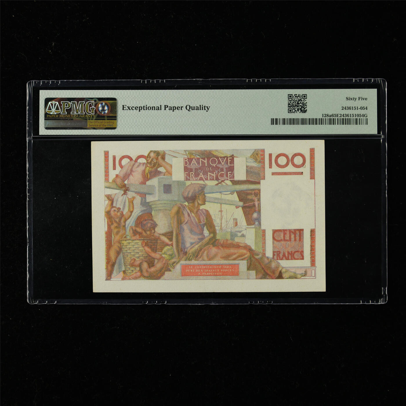 【亘邦集藏】第218期拍卖 1945-47年 法国100法郎 PMG 65EPQ Z.151 18969