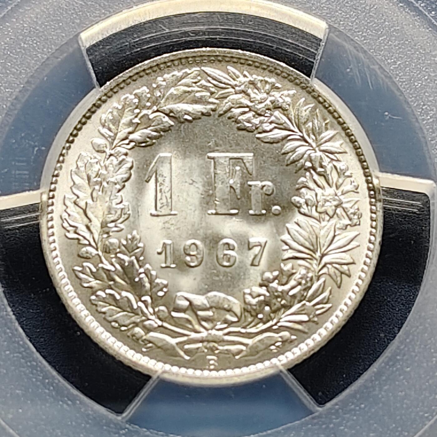 【全场包邮】纯粹捡漏拍495场-持续更新中 瑞士1967年1法郎银币-PCGS MS67