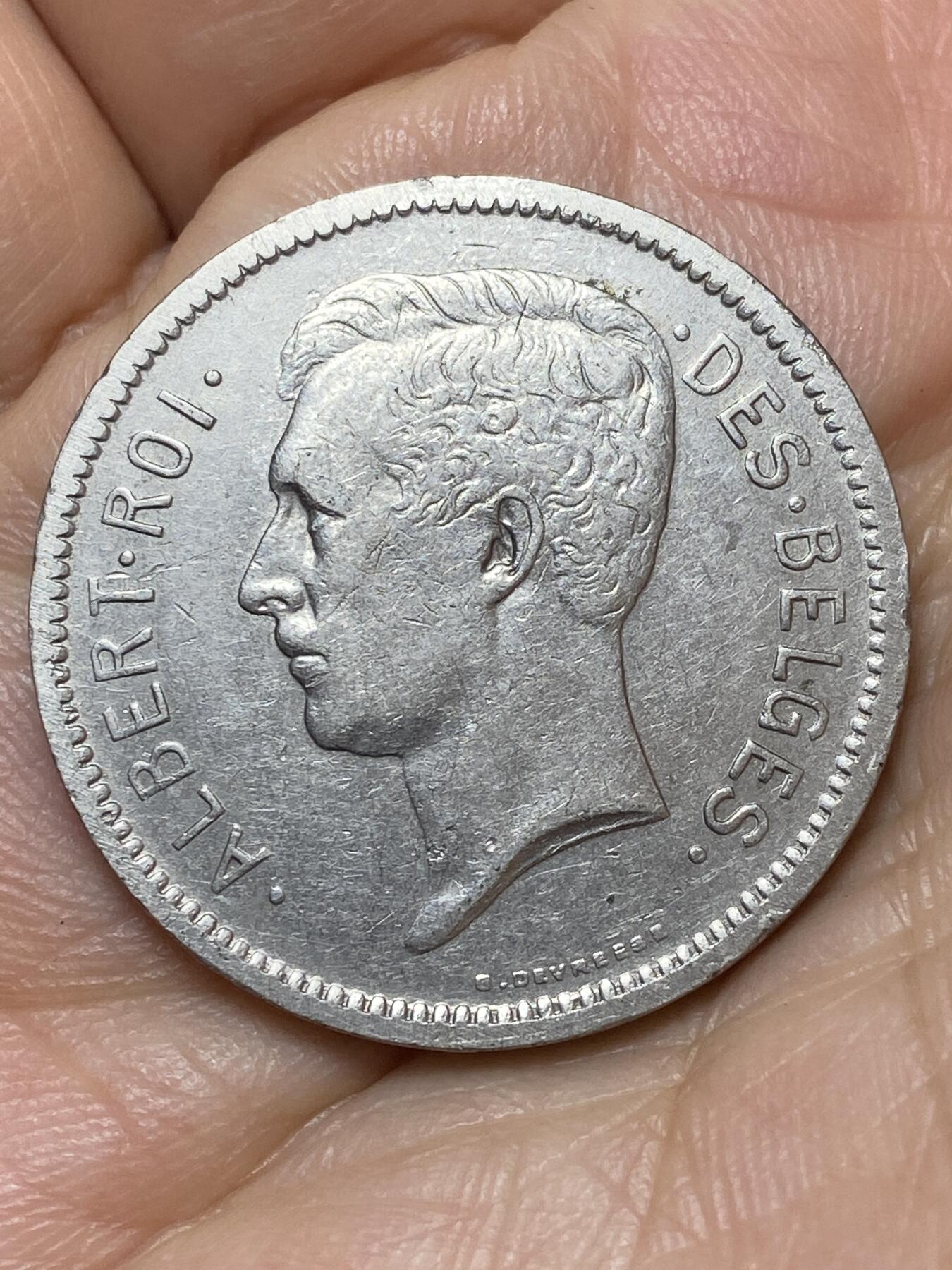 2026年第七场(总第一百七十六场）外国好品散币场(免佣金) 比利时🇧🇪1931年5法郎(阿尔贝一世时期，法语版)