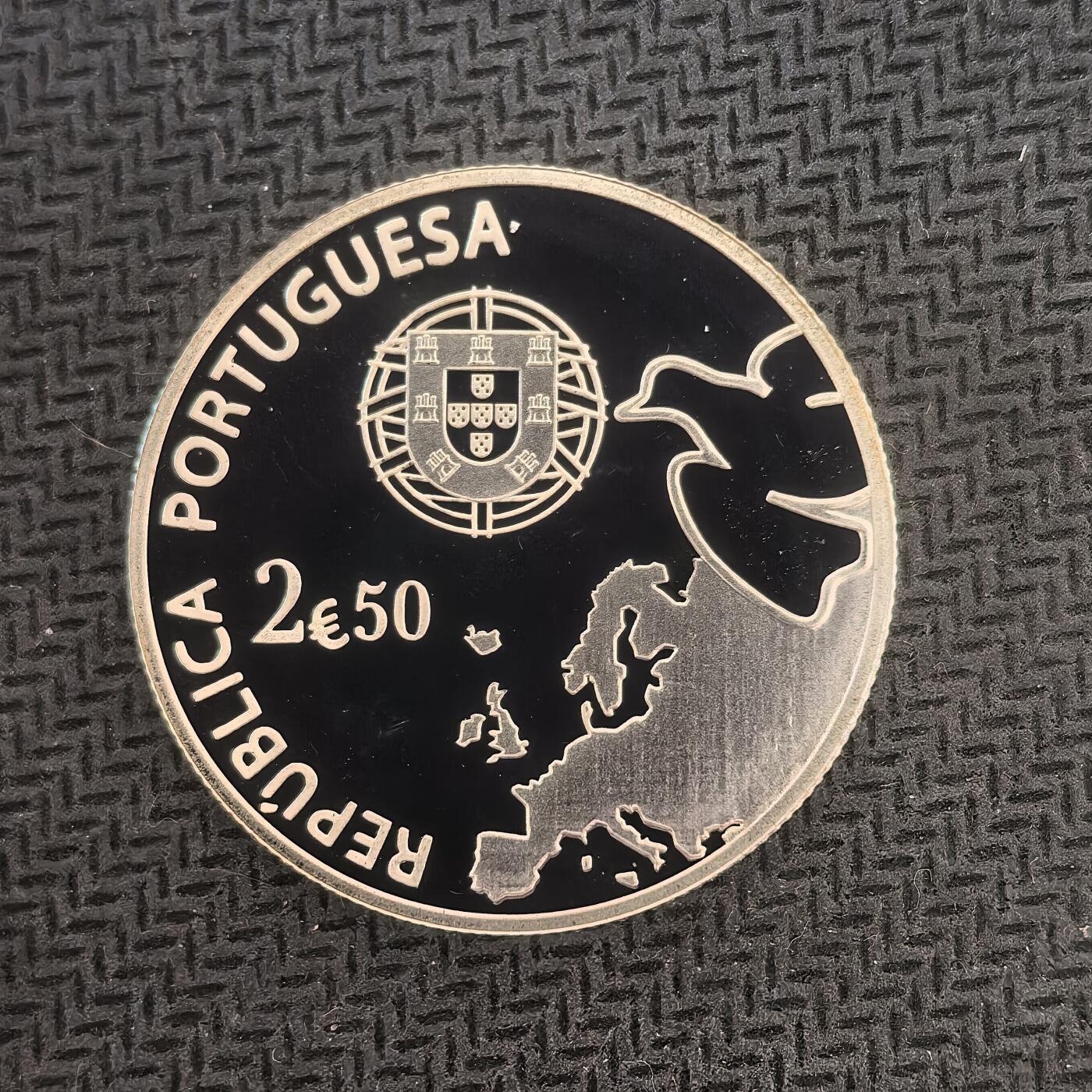 道一币馆币章第一百六十三场 欧洲之星 葡萄牙2015年欧洲和平70周年2.5欧元精制银币  12g 925s  7500