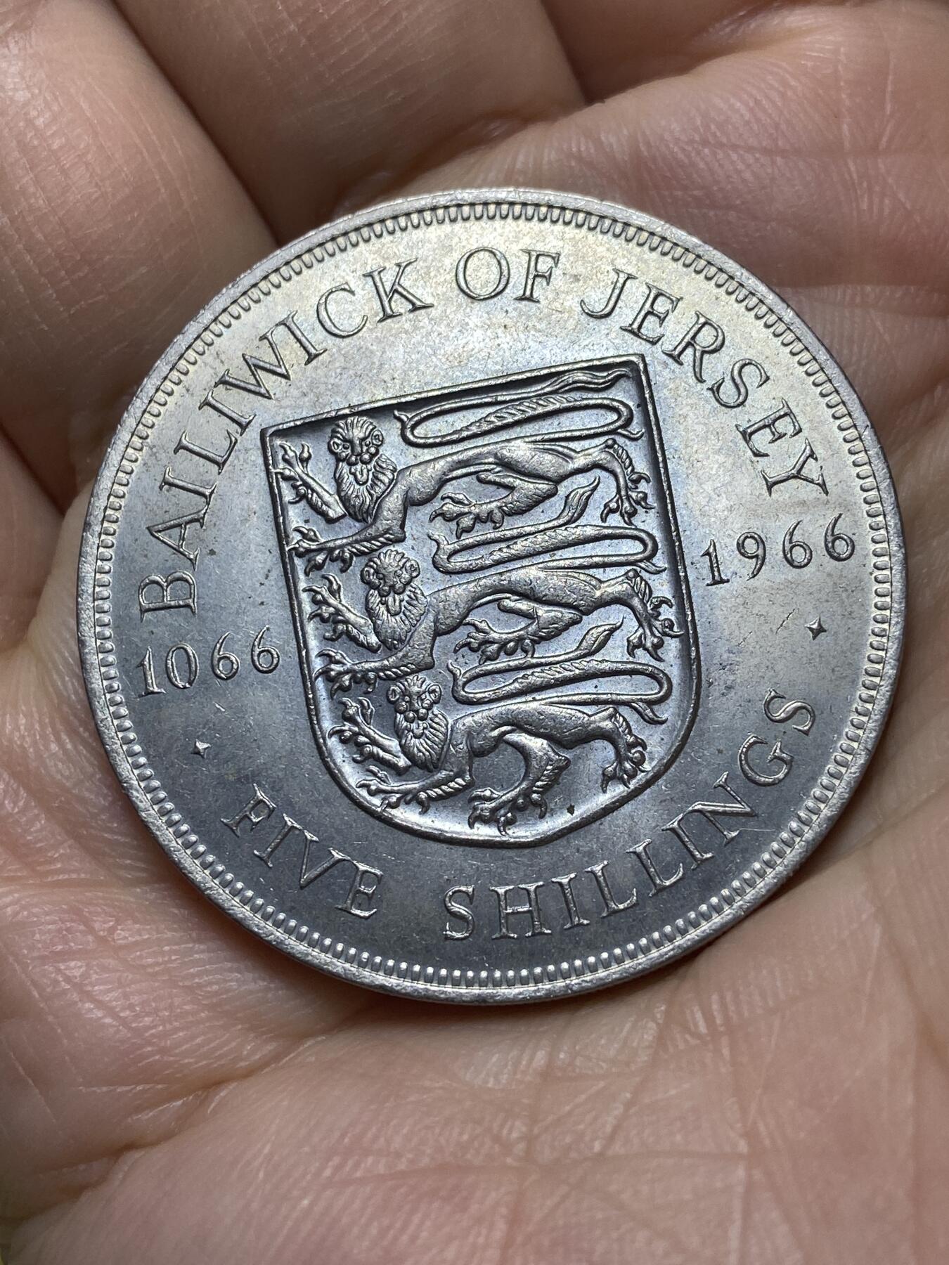 2026年第七场(总第一百七十六场）外国好品散币场(免佣金) 英属泽西岛🇯🇪1966单年份5先令克朗型大币(诺曼征服900周年纪念币)