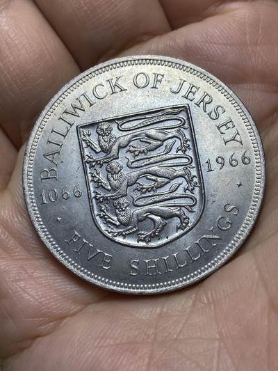 2026年第七场(总第一百七十六场）外国好品散币场(免佣金) - 英属泽西岛🇯🇪1966单年份5先令克朗型大币(诺曼征服900周年纪念币)