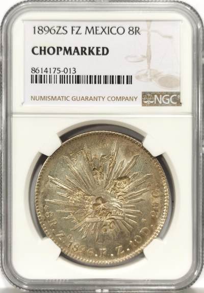 博洋堂世界钱币拍卖第157期（全场包邮） - NGC Chopmarked 墨西哥1896年ZS FZ花边鹰洋 原光漂亮字戳