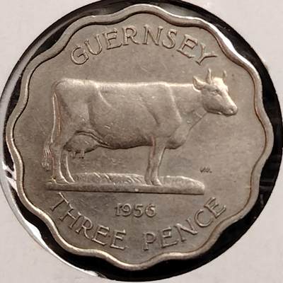 布加迪🐬～世界钱币(上海)🌾第 269 期 /  各国套币和散币 - 根西岛 1956年 3便士