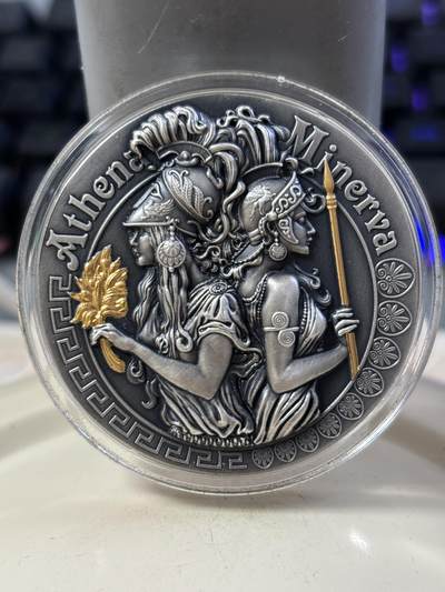 第188期拍卖 - 纽埃2019年胜利女神雅典娜高浮雕银币附带原盒证书，2盎司999银，发行500枚