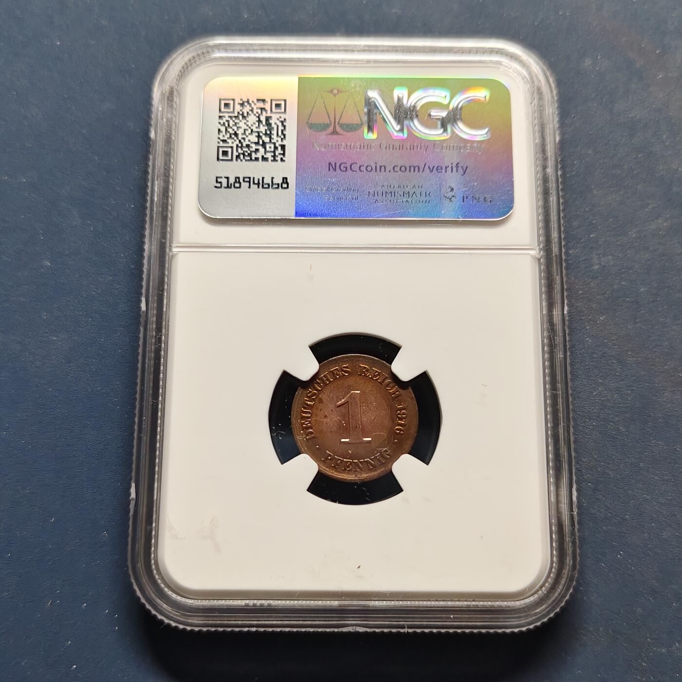 【全场包邮】纯粹捡漏拍495场-持续更新中 德国第二帝国1916年1芬妮-NGC MS63 RB