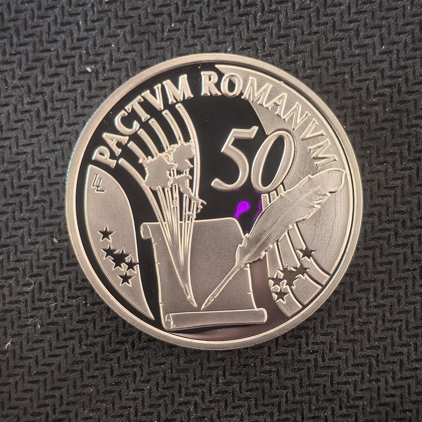 道一币馆币章第一百六十三场 比利时2007年罗马条约50周年10欧元精制银币  18.75g925s