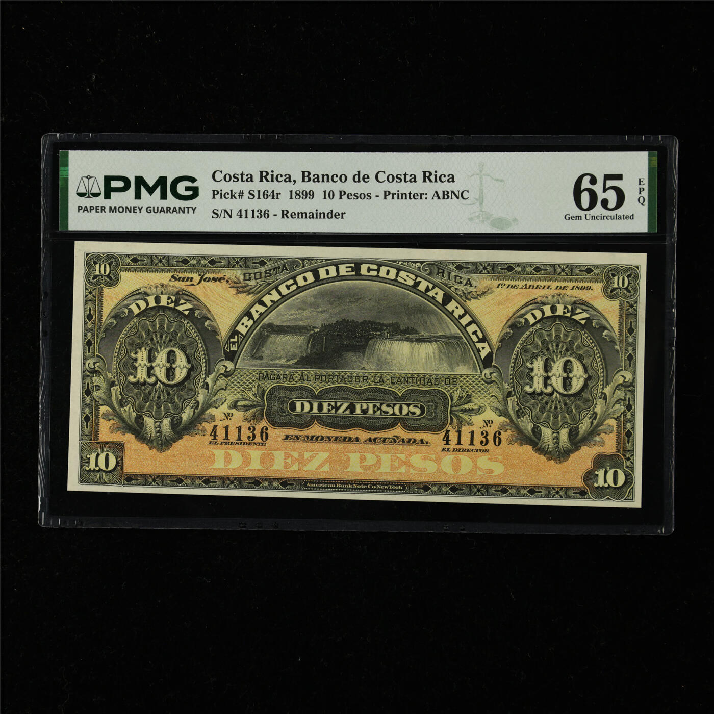 【亘邦集藏】第218期拍卖 1899年 哥斯达黎加10比索 PMG 65EPQ 41136