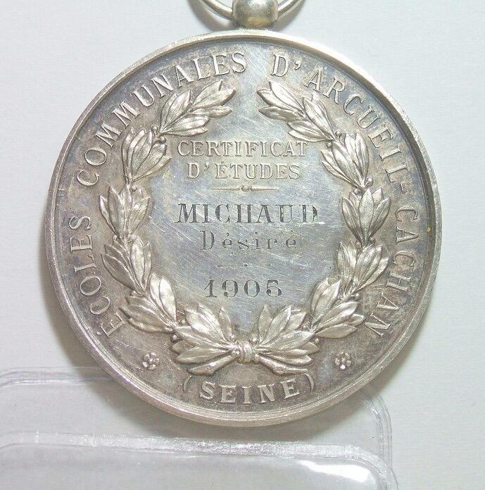 【旋风钱币】1月17日19:00准时开拍 精美欧洲币章、银币银章、第三帝国钱币等 全场包邮！ 【银】法国1905年 玛丽安娜女神坐像高浮雕精制大银章 43MM 29克