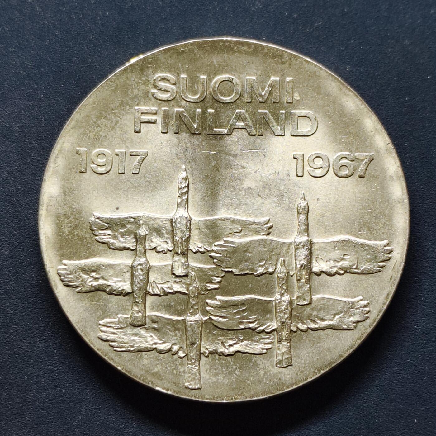 【全场包邮】纯粹捡漏拍495场-持续更新中 芬兰1967年10马克建国50周年纪念银币【35毫米24克，纯银价约432元（按20元银价折算）】