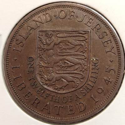 布加迪🐬～世界钱币(上海)🌾第 269 期 /  各国套币和散币 - 根西岛 1945年 1/12先令