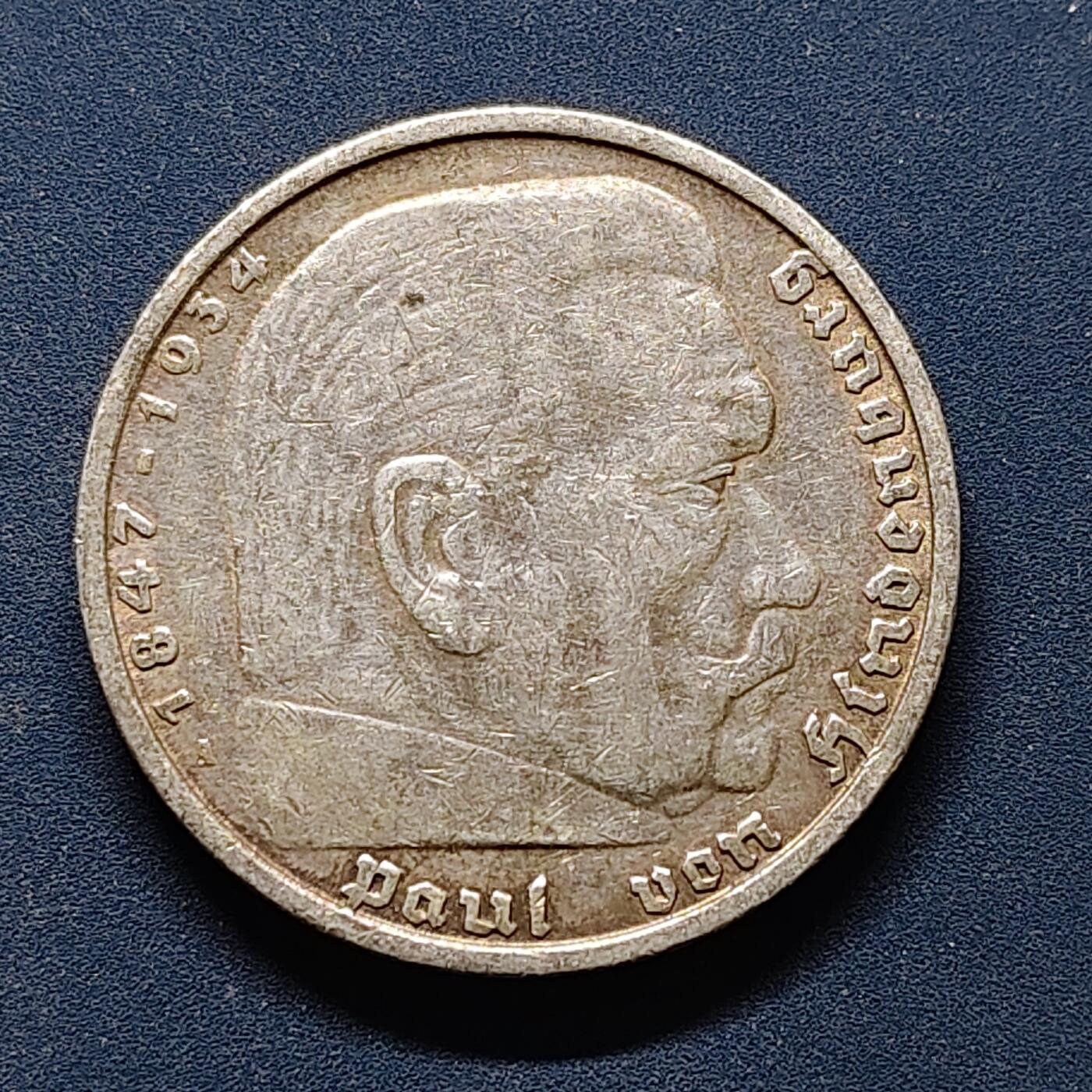 【全场包邮】纯粹捡漏拍495场-持续更新中 德国第三帝国935年5马克银币【29毫米13.88克，纯银价约250元（按20元银价折算）】