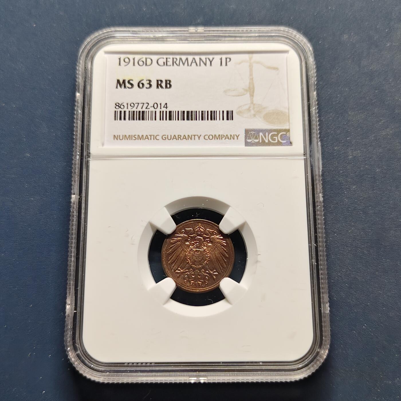 【全场包邮】纯粹捡漏拍495场-持续更新中 德国第二帝国1916年1芬妮-NGC MS63 RB