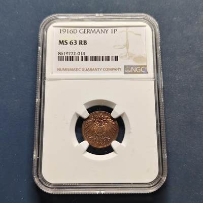 【全场包邮】纯粹捡漏拍495场-持续更新中 - 德国第二帝国1916年1芬妮-NGC MS63 RB