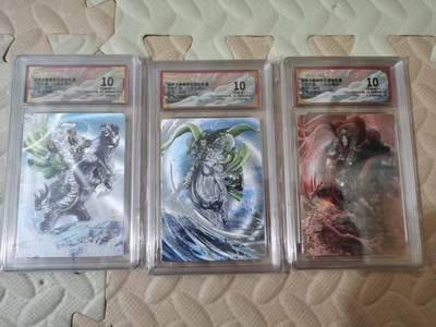 光影卡牌第28期，各家亲签，各家套卡，持续收拍品 - 卡德曼三国五虎3，谷粒孙策＋绫统＋王桃，粗闪工艺，评级10分