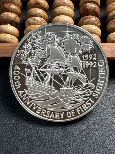 ❤️【币观天下】❤️ 第339期钱币拍卖- 2026.1.16周五晚上6点半场-长期征集拍品 - 福克兰群岛1992年发现新大陆400周年纪念银币28.28克