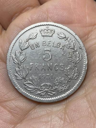 2026年第七场(总第一百七十六场）外国好品散币场(免佣金) - 比利时🇧🇪1931年5法郎(阿尔贝一世时期，法语版)