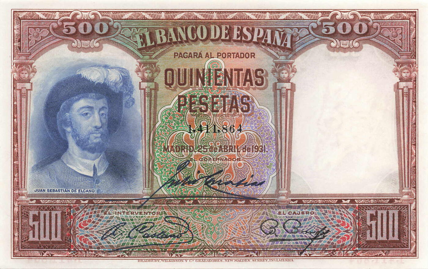 小福收藏拍卖第199期 裸钞场 本期有多张豹子号靓号 瑞士1000法郎 经典提香 毛里求斯首发年大全套 白俄罗斯5000000卢布 苏里南10000盾  爱沙尼亚  苏丹 西班牙 保加利亚 古巴等多国精美纸币 西班牙 1931年 500比塞塔 unc