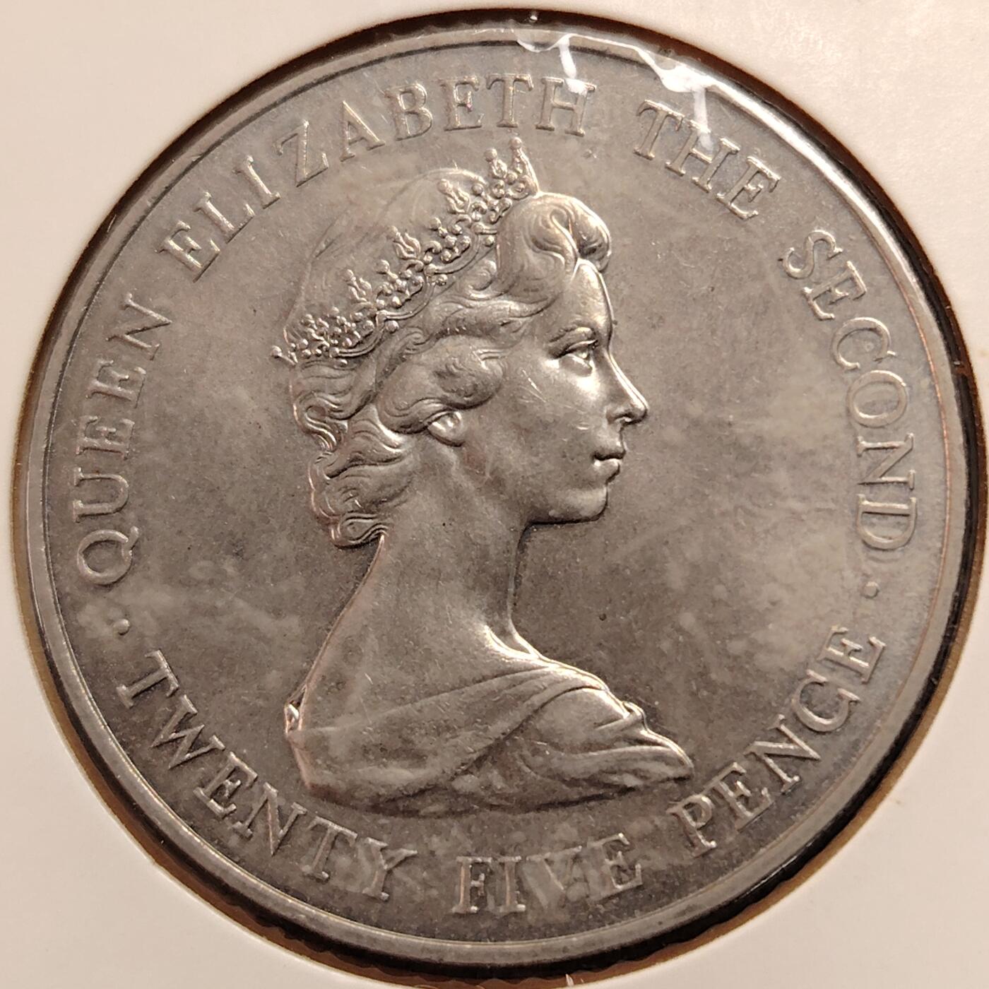 布加迪🐬～世界钱币(上海)🌾第 269 期 /  各国套币和散币 根西岛 1978年 25便士 女王到访纪念币