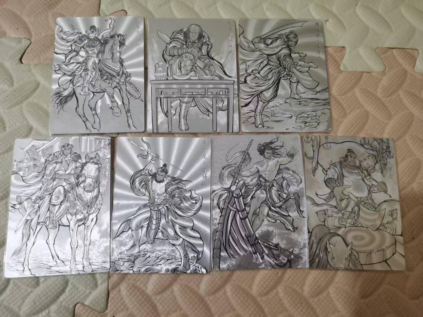 光影卡牌第28期，各家亲签，各家套卡，持续收拍品 张建东水浒，线稿粗闪7张，同编号92/99