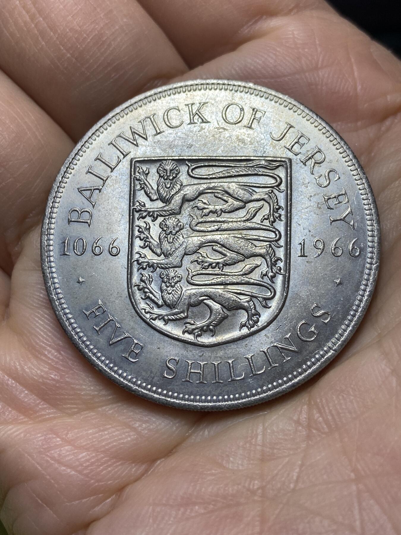 2026年第七场(总第一百七十六场）外国好品散币场(免佣金) 英属泽西岛🇯🇪1966单年份5先令克朗型大币(诺曼征服900周年纪念币)