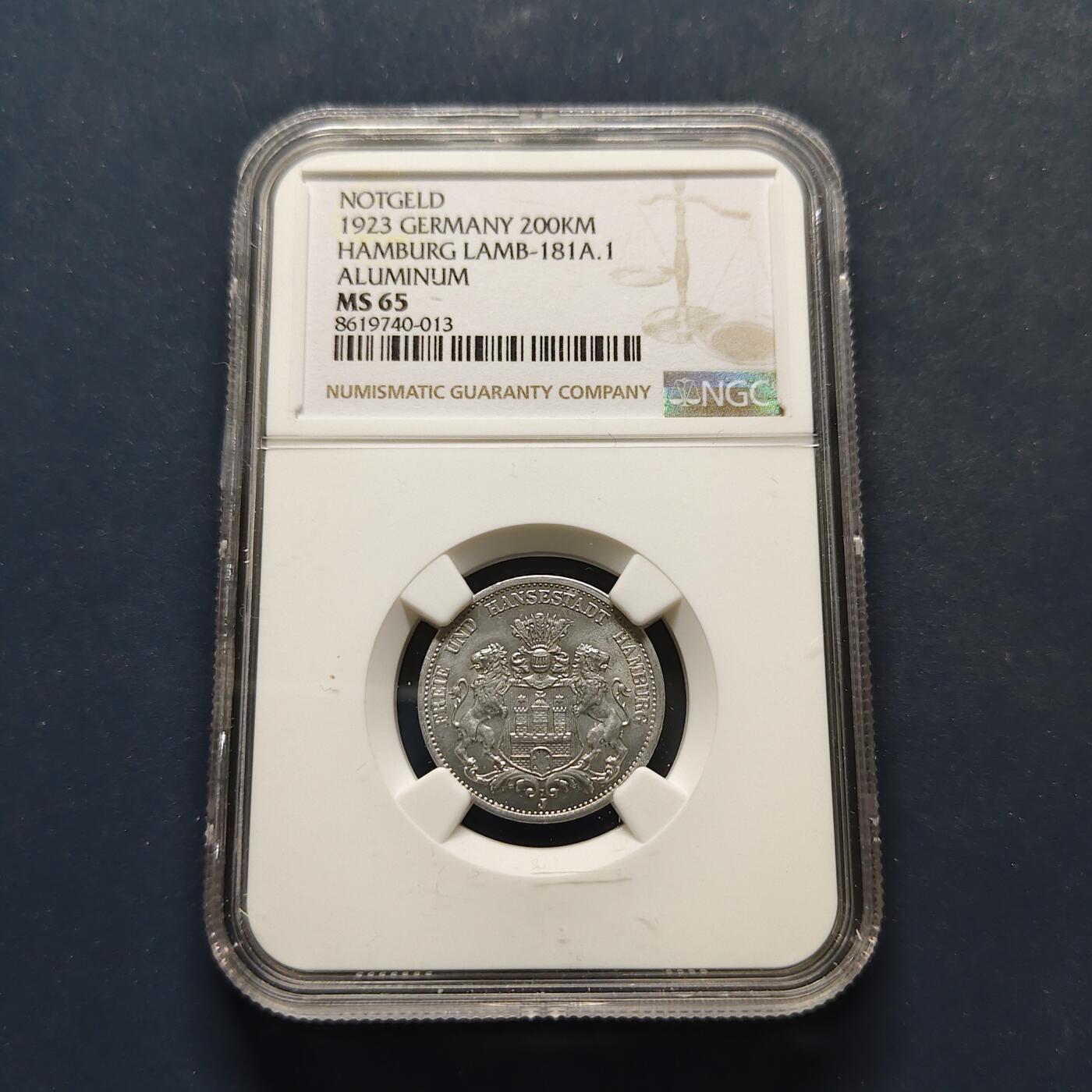 【全场包邮】纯粹捡漏拍495场-持续更新中 德国紧急状态汉堡1923年20万马克-NGC MS65