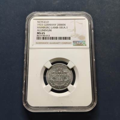 【全场包邮】纯粹捡漏拍495场-持续更新中 - 德国紧急状态汉堡1923年20万马克-NGC MS65
