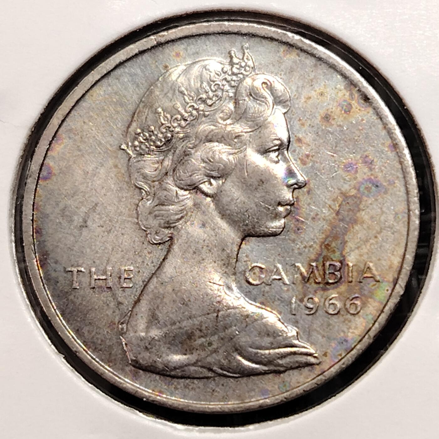 布加迪🐬～世界钱币(上海)🌾第 269 期 /  各国套币和散币 英属冈比亚🇬🇲 1966年 3便士