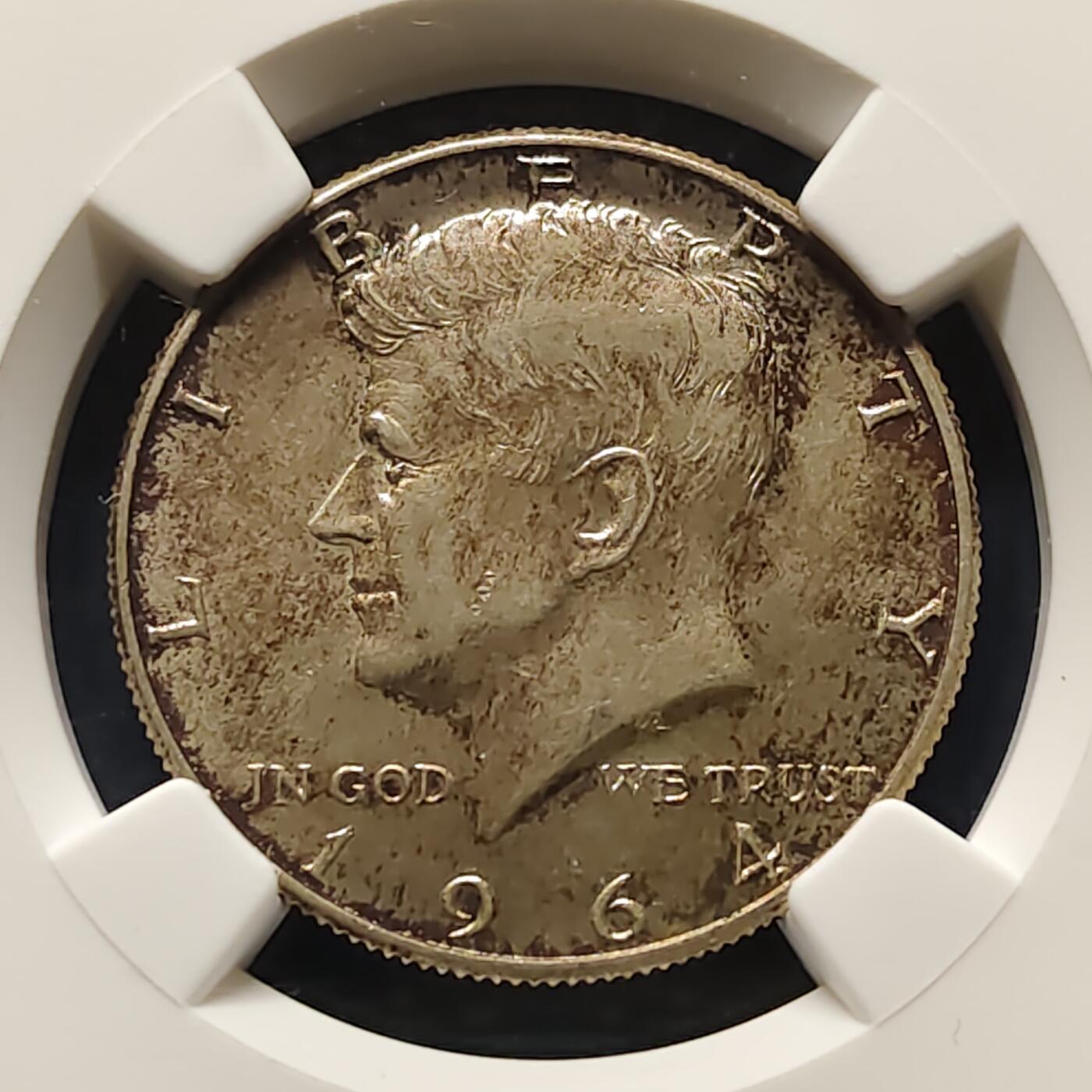 【全场包邮】纯粹捡漏拍495场-持续更新中 美国1964年1964年肯尼迪半元独年版高银币-NGC MS65