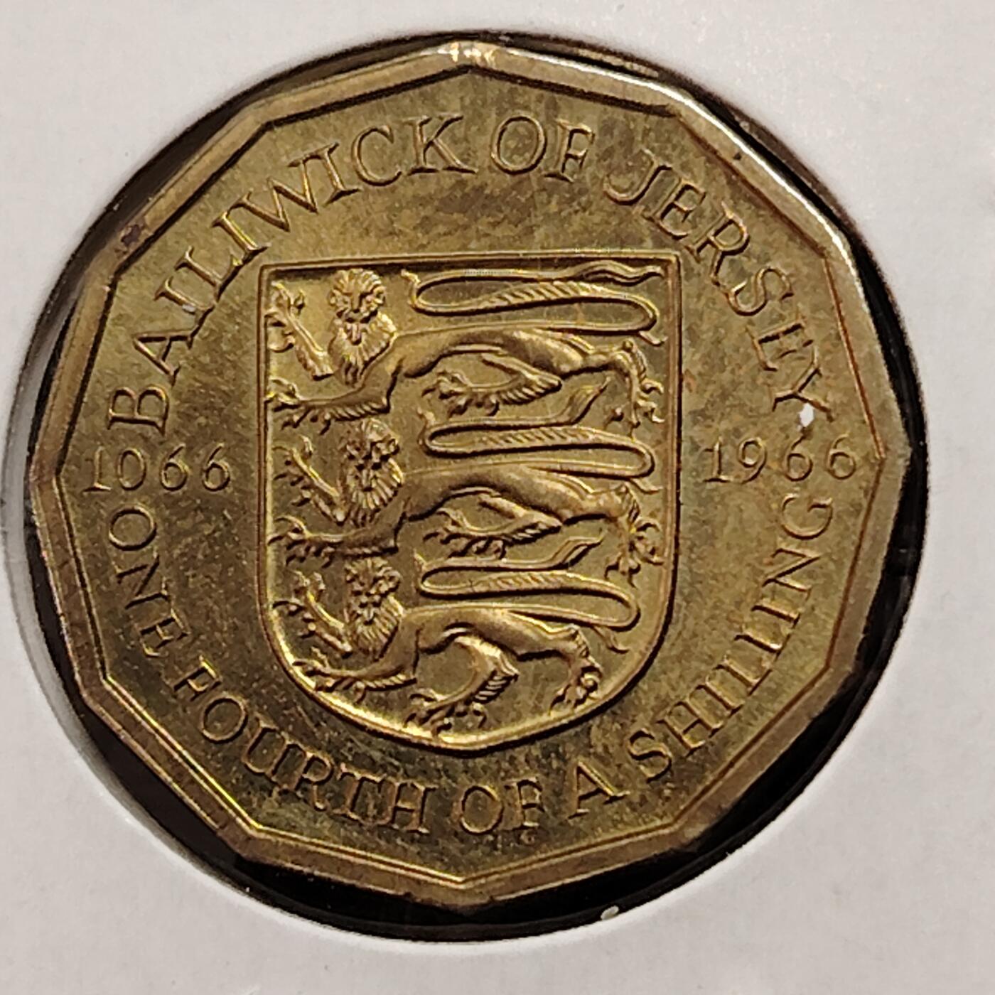 布加迪🐬～世界钱币(上海)🌾第 269 期 /  各国套币和散币 泽西岛 1966年 1/4先令