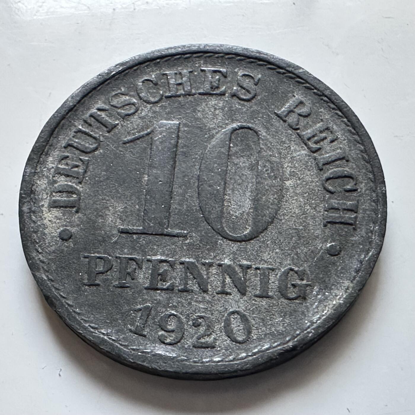 🌹外币初藏🌹🐯2026年第7场  每周二四六晚8️⃣点 接代拍 德国1920年10芬尼锌币