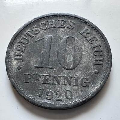 🌹外币初藏🌹🐯2026年第7场  每周二四六晚8️⃣点 接代拍 - 德国1920年10芬尼锌币