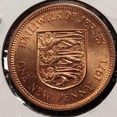 布加迪🐬～世界钱币(上海)🌾第 269 期 /  各国套币和散币 - 泽西岛 1971年 1便士 原光好品