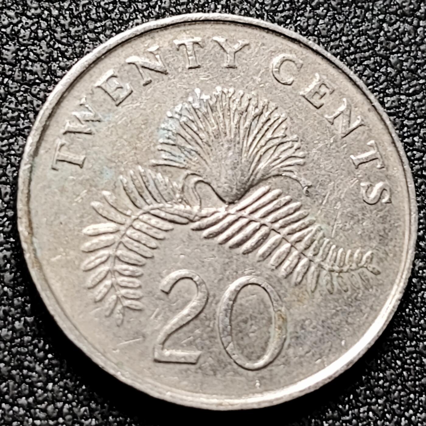 泉币菌-第169场- 精品福利场 1991 高币值 新加坡20分 绒球花 高盾徽版 直径21.36mm