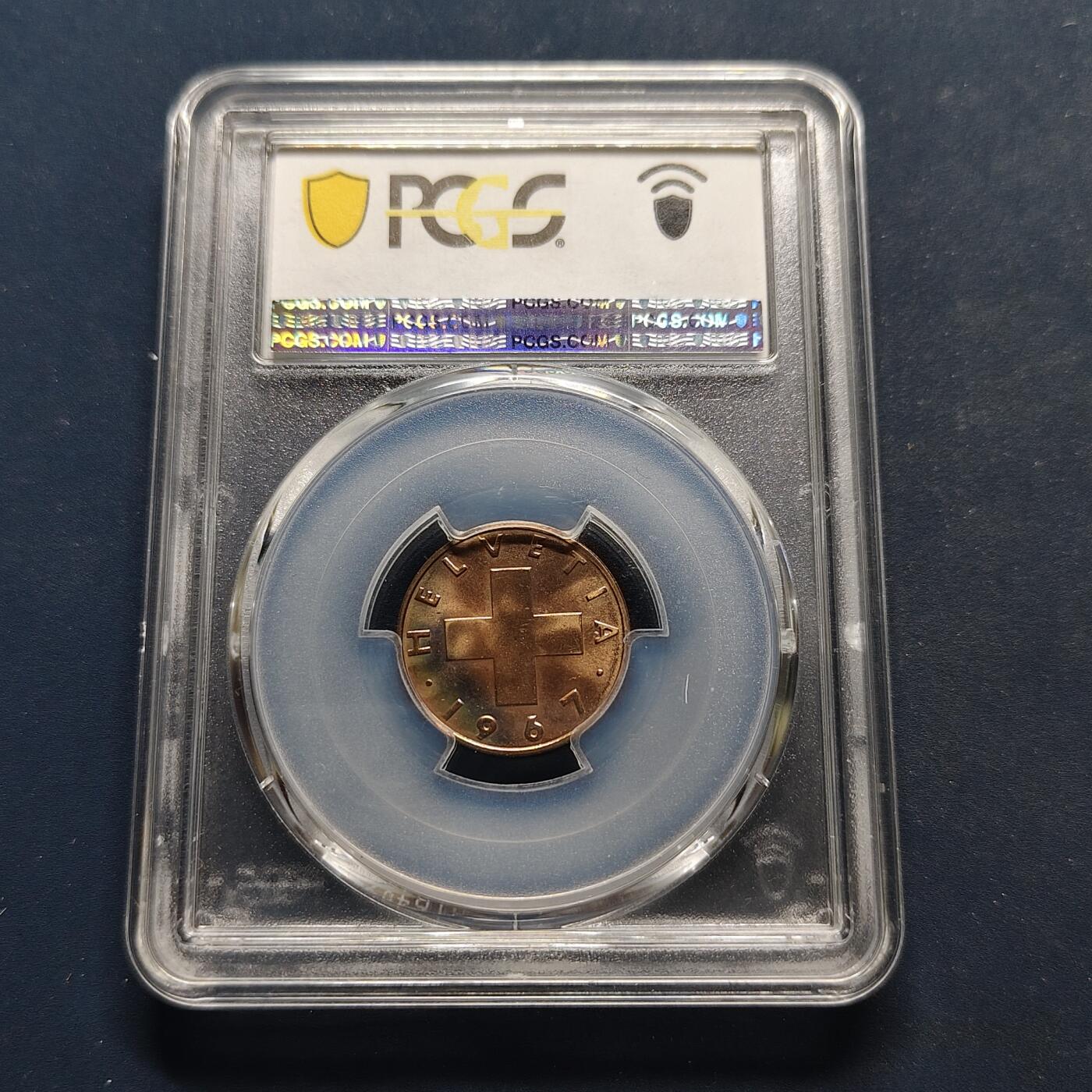 【全场包邮】纯粹捡漏拍495场-持续更新中 瑞士1967年2分-PCGS MS66 RD