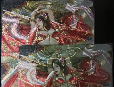 花开卡拍第61期（3月7号周六截拍，品控勿拍!!!拍品不寄存，运费5元（新疆需补运费差价或顺丰到付），自制卡难免瑕疵，可能存在轻微撞角爆边等出厂瑕疵，品控介意勿拍！） - 1、燎原人间传 特卡 貂蝉 粗闪一对