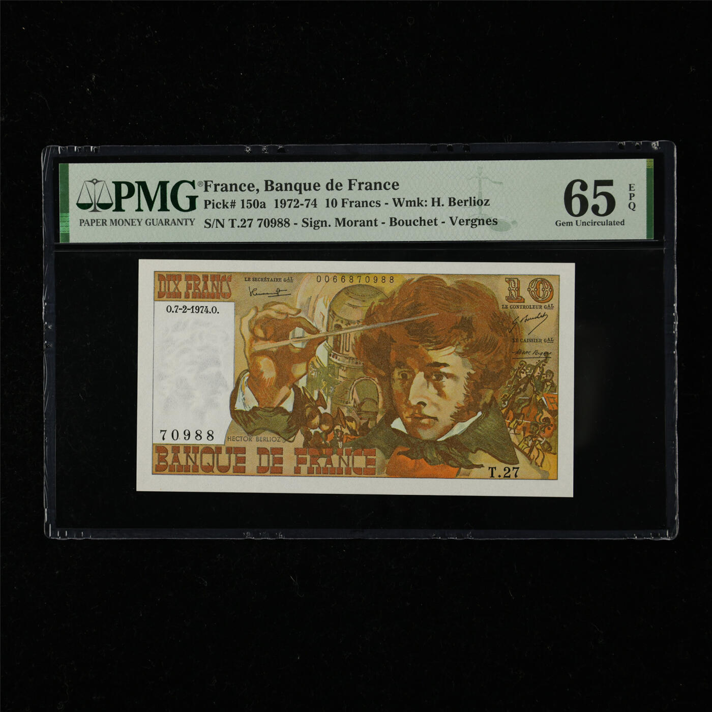 【亘邦集藏】第218期拍卖 1972-74年 法国10法郎 PMG 65EPQ T.27 70988