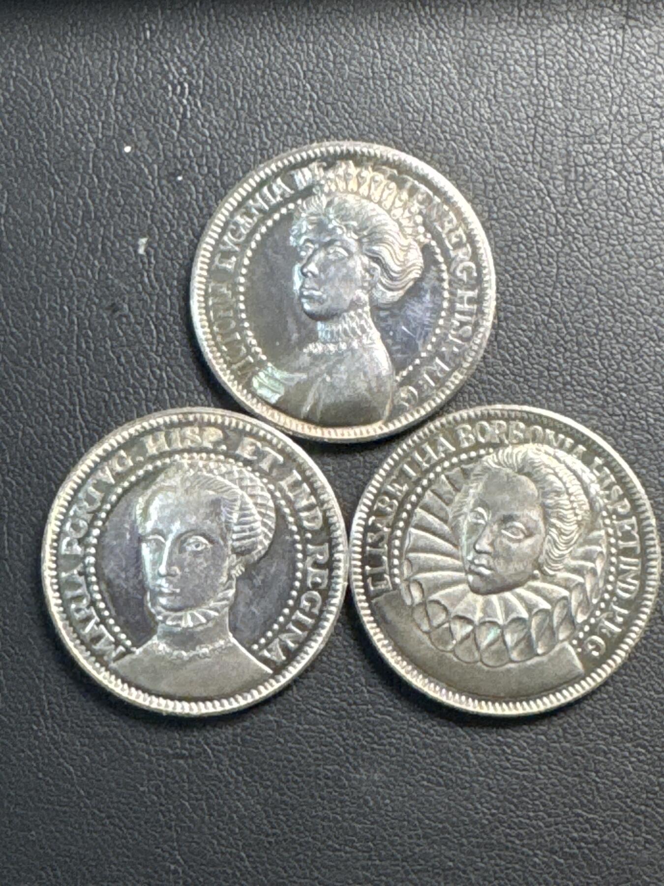 ❤️【币观天下】❤️ 第339期钱币拍卖- 2026.1.16周五晚上6点半场-长期征集拍品 西班牙王室伊萨贝拉二世银章三枚一组每个7.25克925银