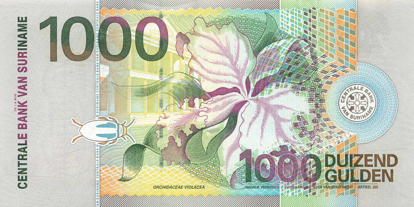 小福收藏拍卖第199期 裸钞场 本期有多张豹子号靓号 瑞士1000法郎 经典提香 毛里求斯首发年大全套 白俄罗斯5000000卢布 苏里南10000盾  爱沙尼亚  苏丹 西班牙 保加利亚 古巴等多国精美纸币 苏里南 2000年 1000盾 unc