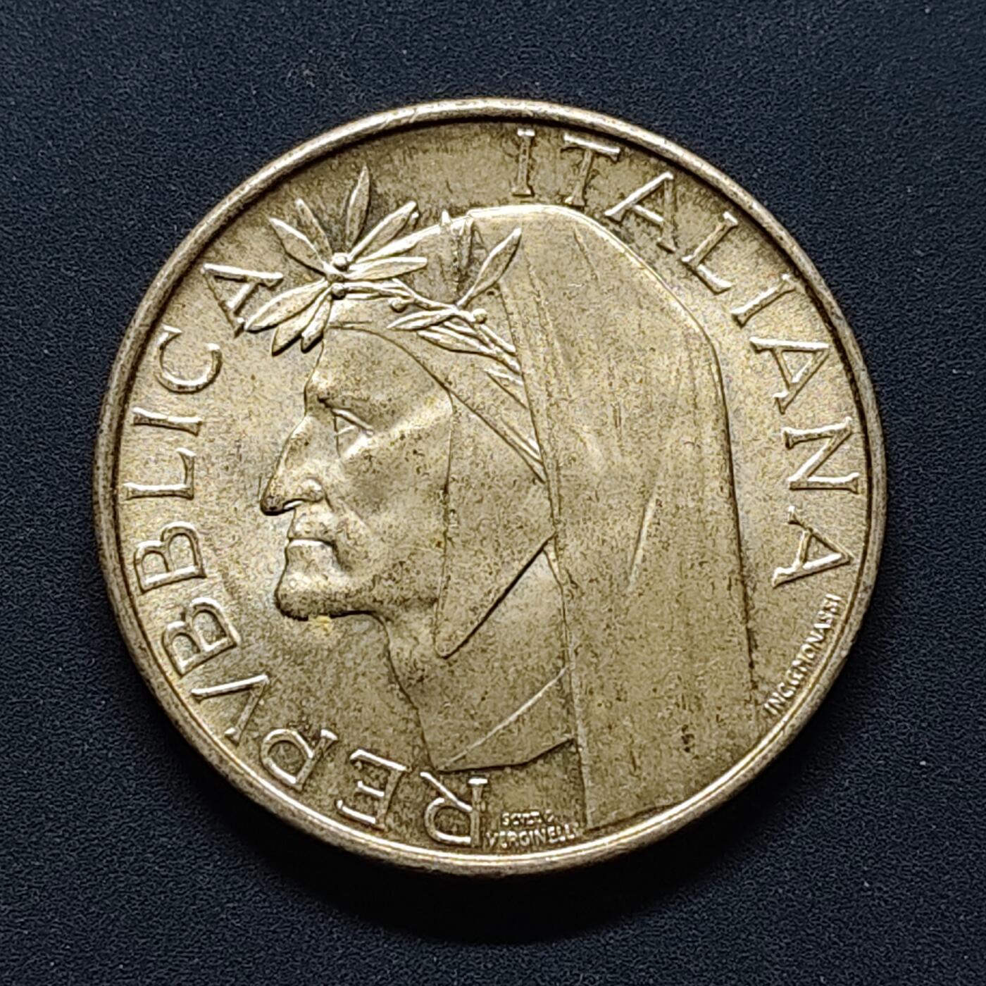 【全场包邮】纯粹捡漏拍494场 意大利1965年500里拉但丁诞生500周年纪念银币【29毫米11克，纯银价约183元（按20元银价折算）】