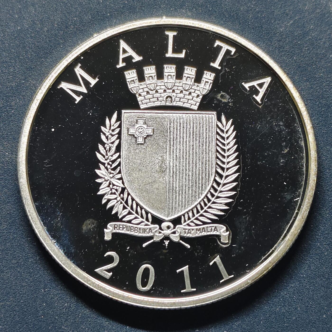 【全场包邮】纯粹捡漏拍495场-持续更新中 马耳他2011年10欧元腓尼基人精制克朗型纪念银币【38.61毫米28.28克，纯银价约523元（按20元银价折算）】