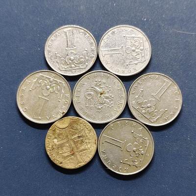 【全场包邮】纯粹捡漏拍494场 - 捷克各年份1克朗6枚+斯洛伐克2欧元内芯一组